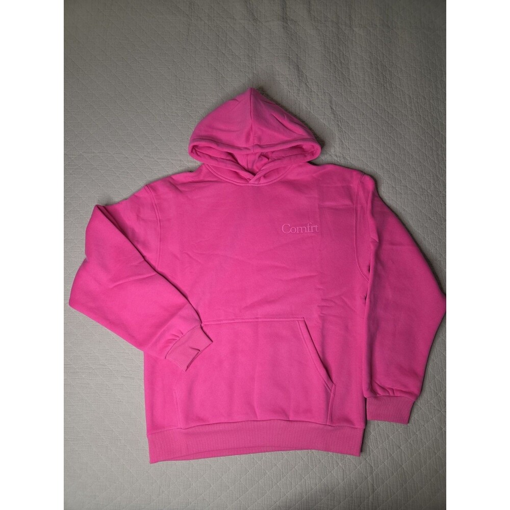 Comfrt Minimalist Hoodie Hot Pink Pullover Sweatshirt Size M New